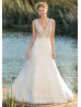 V Neck Ivory Lace Organza Stunning Wedding Dress V Neck Ivory Lace Organza Stunning Wedding Dress